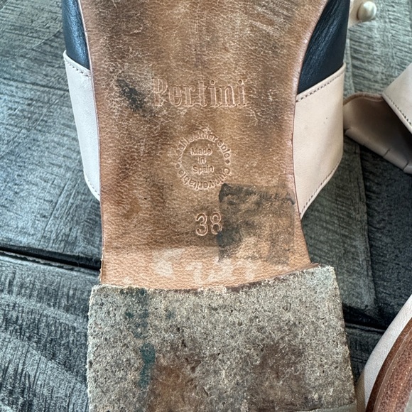 Pertini Spain Mules – Black & Blush with Pearl Accents Size 38 - Picture 4 of 9